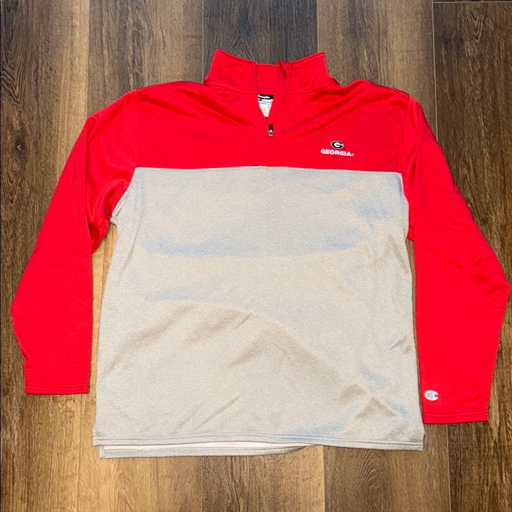 Champion Red and Gray Quarter-Zip Pullover